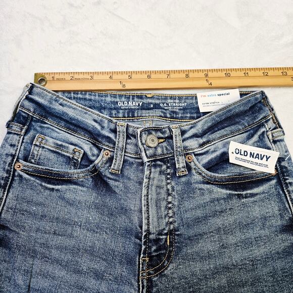New Old Navy OG Straight Ankle Jeans High Rise Extra Stretch Sz 0 Smooth Pockets - Picture 12 of 15